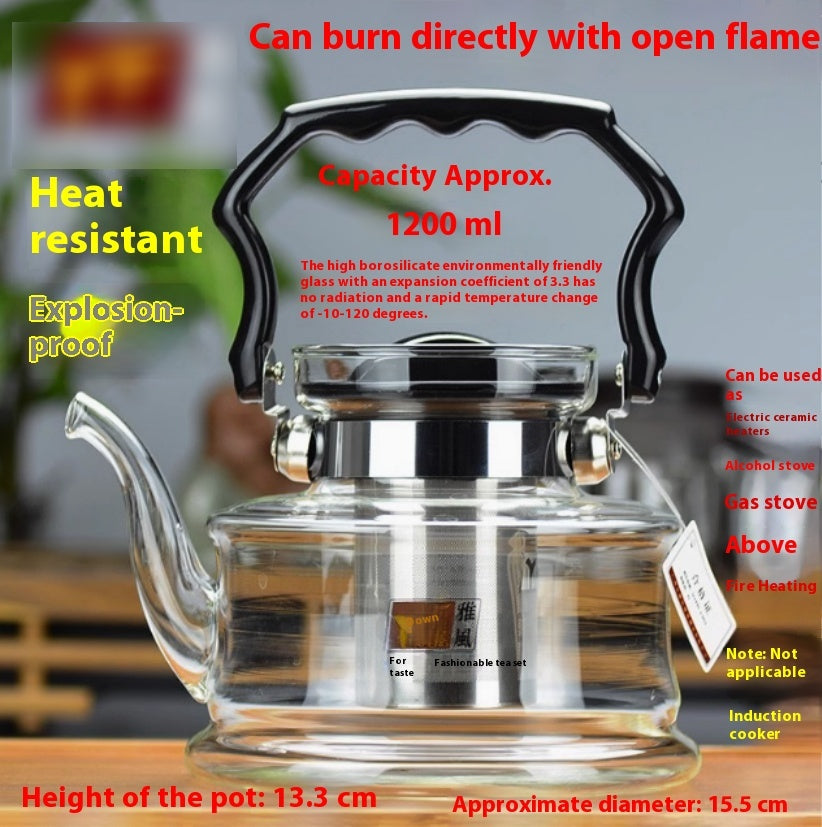 Heat-resistant Borosilicate Open Fire Heating Chinese Scented Teapot