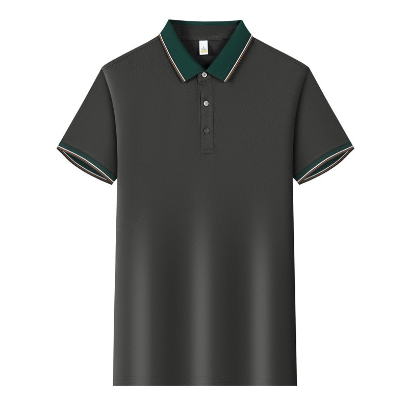 Color Stitching Turnover Neck Short-sleeved Shirt Workwear