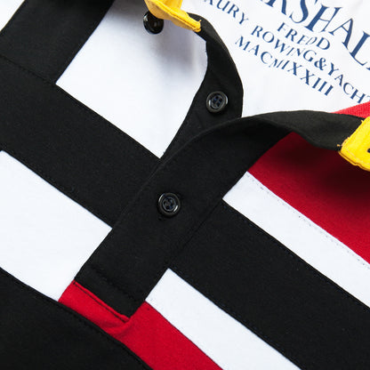 Men's Color-blocking Cotton Lapel Shirt