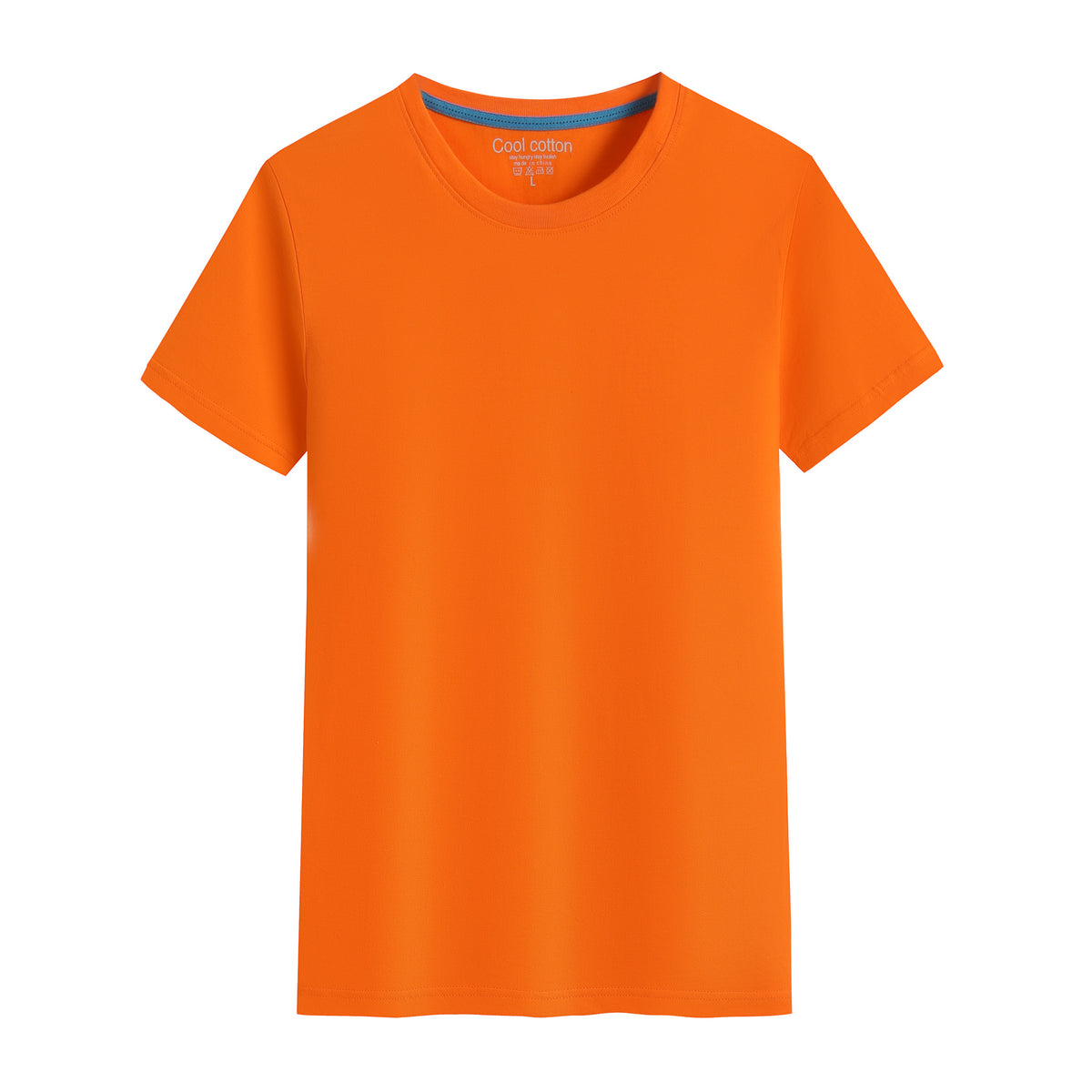 Cotton Blank With No Printed Patterns Round Neck Short T-shirt