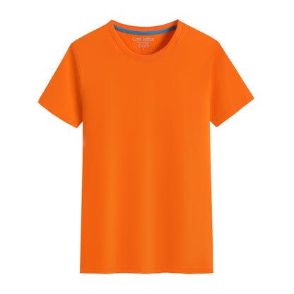 Cotton Blank With No Printed Patterns Round Neck Short T-shirt