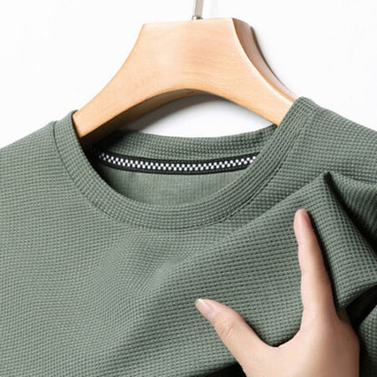 Summer Solid Color Men's Polyester Round Neck T-shirt