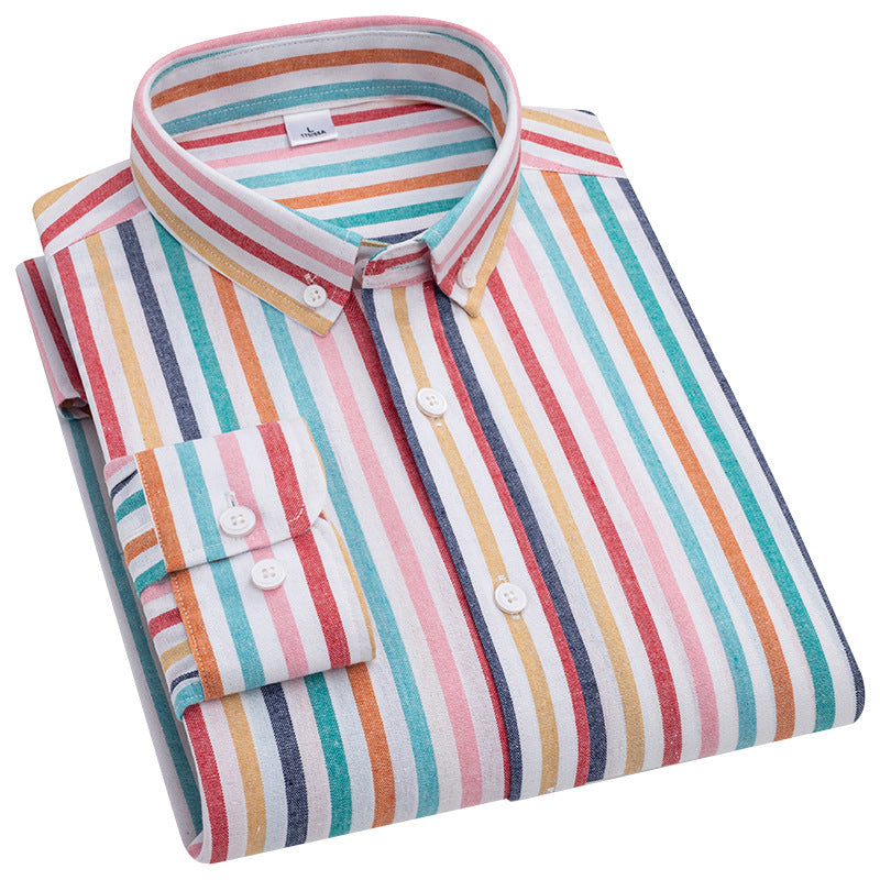 Men's Square Collar Casual Striped Shirt