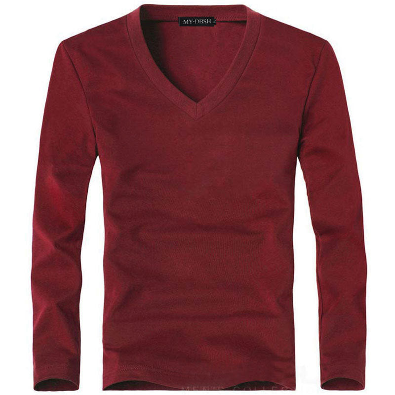 Men's Solid Color Slim T-Shirt Spring Autumn