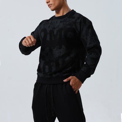Mens Crew-Neck Pullover Sports Long-Sleeve Sweatshirt