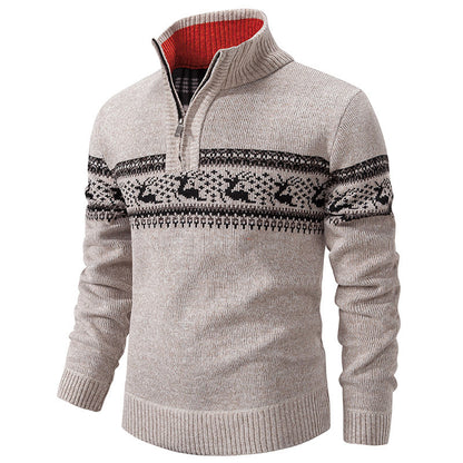 Handsome Bottom Line Large Size Half-zip Sweater