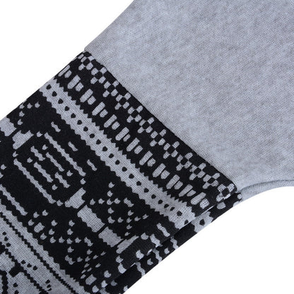 Round Neck Print Plus Velvet Long-sleeved Sweater