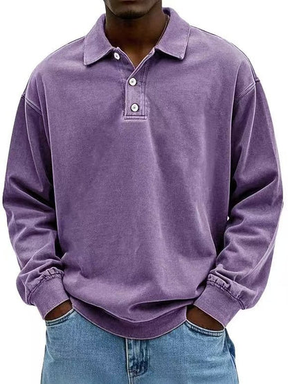 Fall Men's Long Sleeve Polo Shirts Casual Breathable Comfortable Tees Shirt Solid High Quality Sweatshirt Male T-Shirt