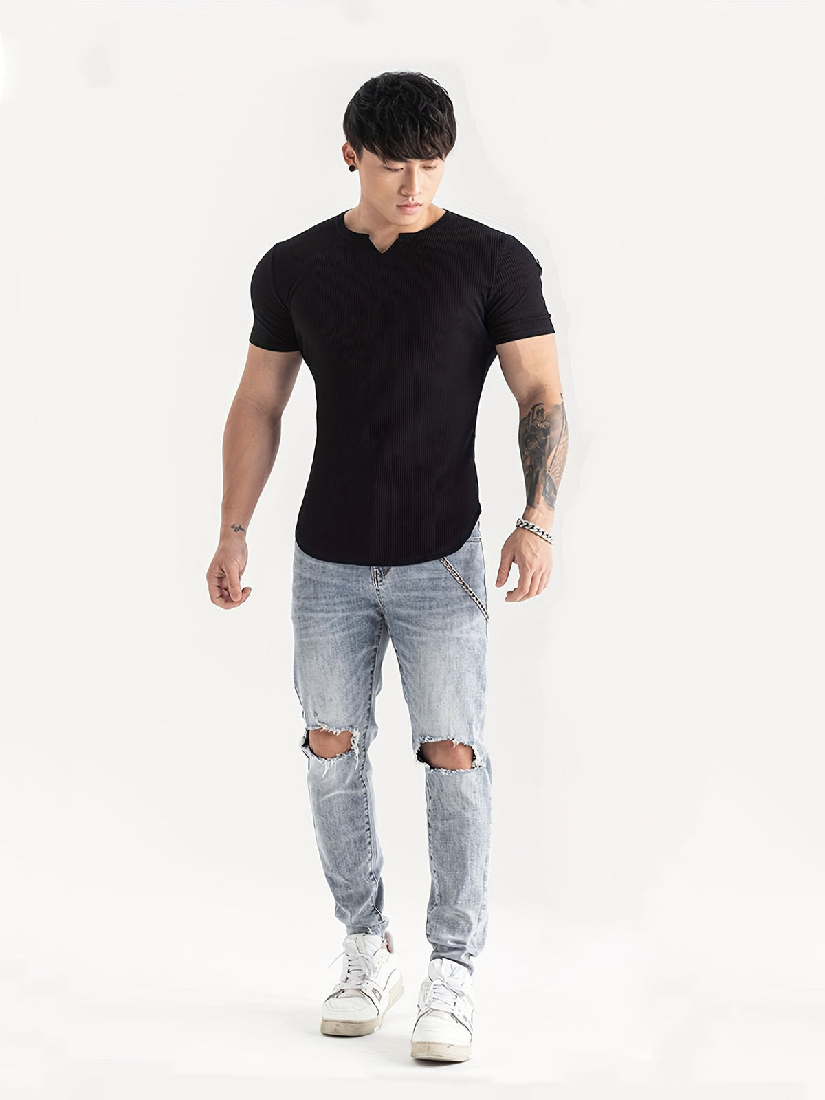Quick-drying Striped Thin Fashion Slim-fit Short Sleeve
