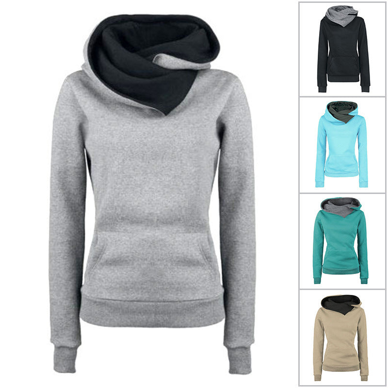 Velvet hooded casual slim top