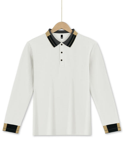 Long Sleeve Lapel Men's Solid Color Button Casual Business