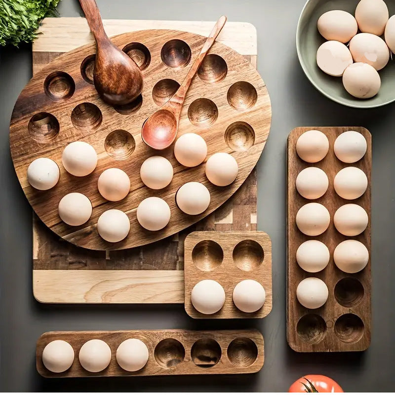Acacia Solid Wood Simplicity Basic Japanese Egg Tray Shelf Refrigerator Kitchen
