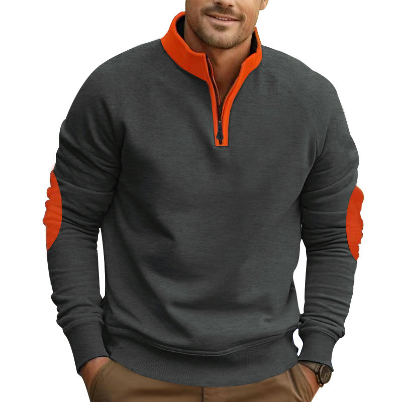 Stand Collar Pullover Half Zip Long Sleeve Coat