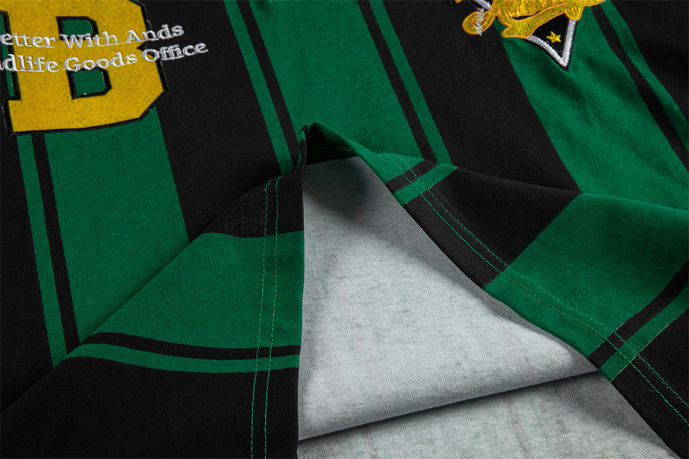 Striped Letter Embroidered Polo Shirt Men's
