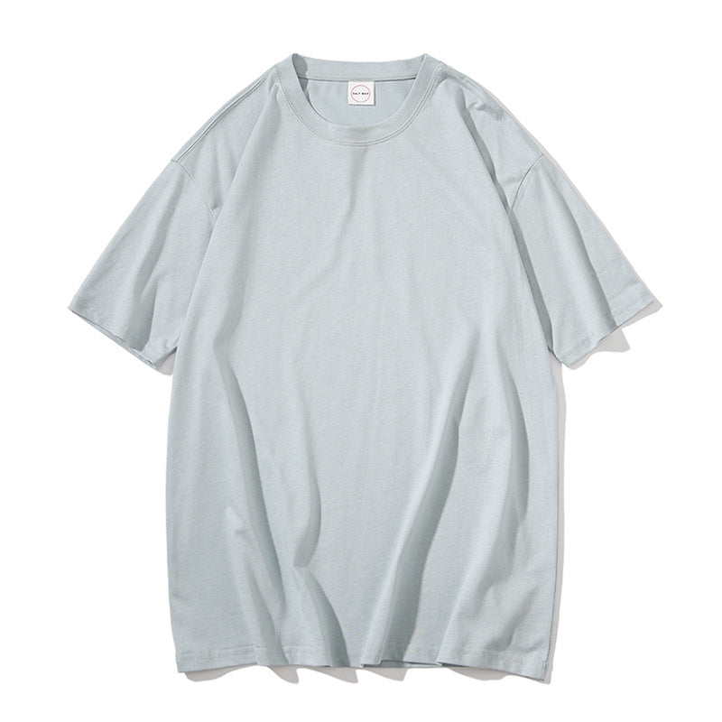 Loose Couple All-match Solid Color Round Neck Short Sleeves