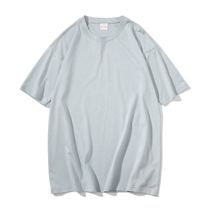 Loose Couple All-match Solid Color Round Neck Short Sleeves