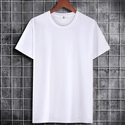 Plus Size Short-sleeved T-shirt Men's Round Neck Solid Color