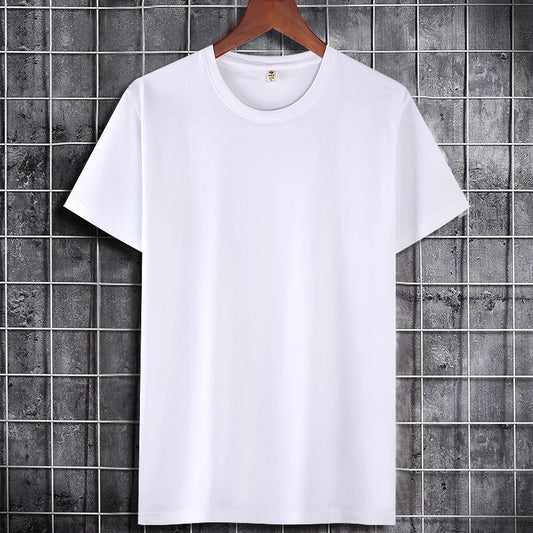 Plus Size Short-sleeved T-shirt Men's Round Neck Solid Color