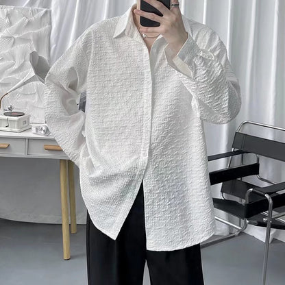 Mens Embossed Light-Luxury Shirt Top