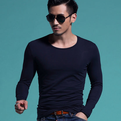 Men's Slim V-neck Bottoming Shirt Solid Color T-shirt