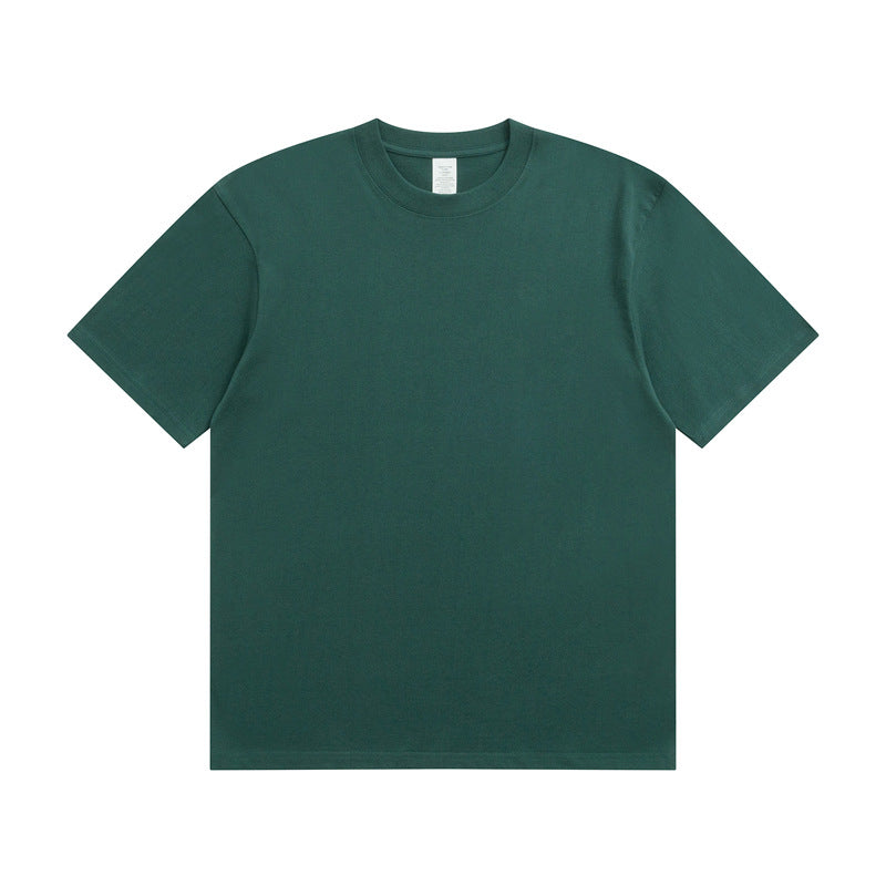 Men's Cotton T-shirt Heavy Solid Color Round Neck Short Sleeves