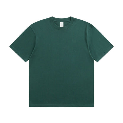 Men's Cotton T-shirt Heavy Solid Color Round Neck Short Sleeves