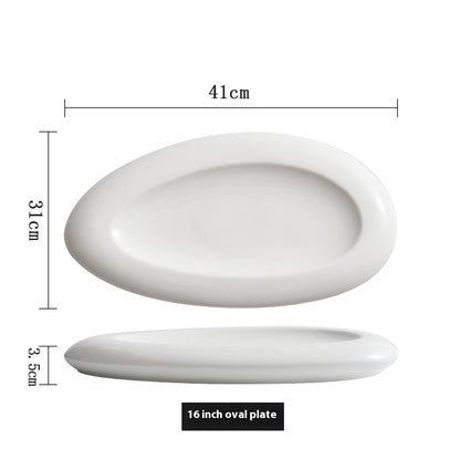 Irregular White Ceramic Dinner Plate