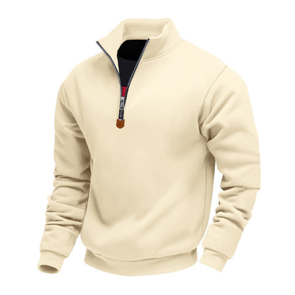 Men's Stand Collar Long Sleeve Half-zip Sport Casual Sweatshirt