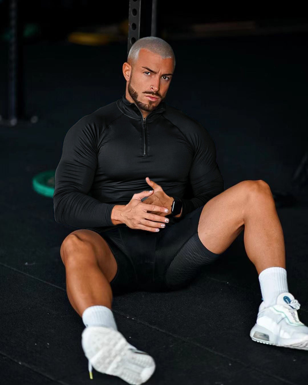 Fitness T-shirt, Quick Drying Half Zip Top, Tight Fitting Clothes, Long Sleeves