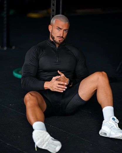 Fitness T-shirt, Quick Drying Half Zip Top, Tight Fitting Clothes, Long Sleeves