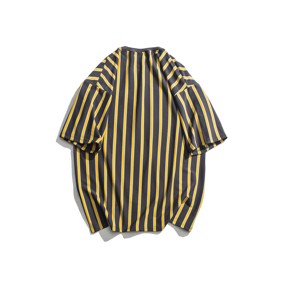 Loose vertical stripes short sleeves