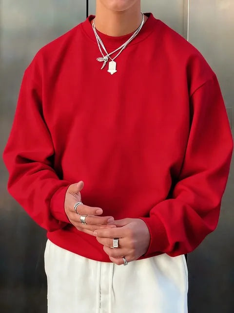 Mens Long-sleeve Wool Pullover Casual Sweatshirt