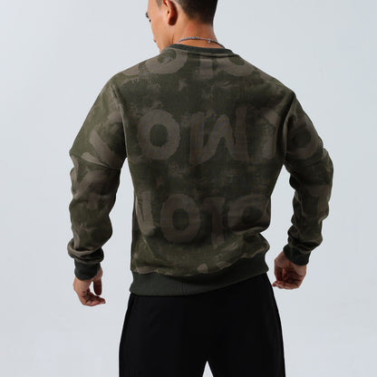 Mens Crew-Neck Pullover Sports Long-Sleeve Sweatshirt