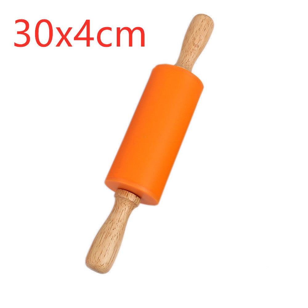 Silicone wooden handle rolling pin