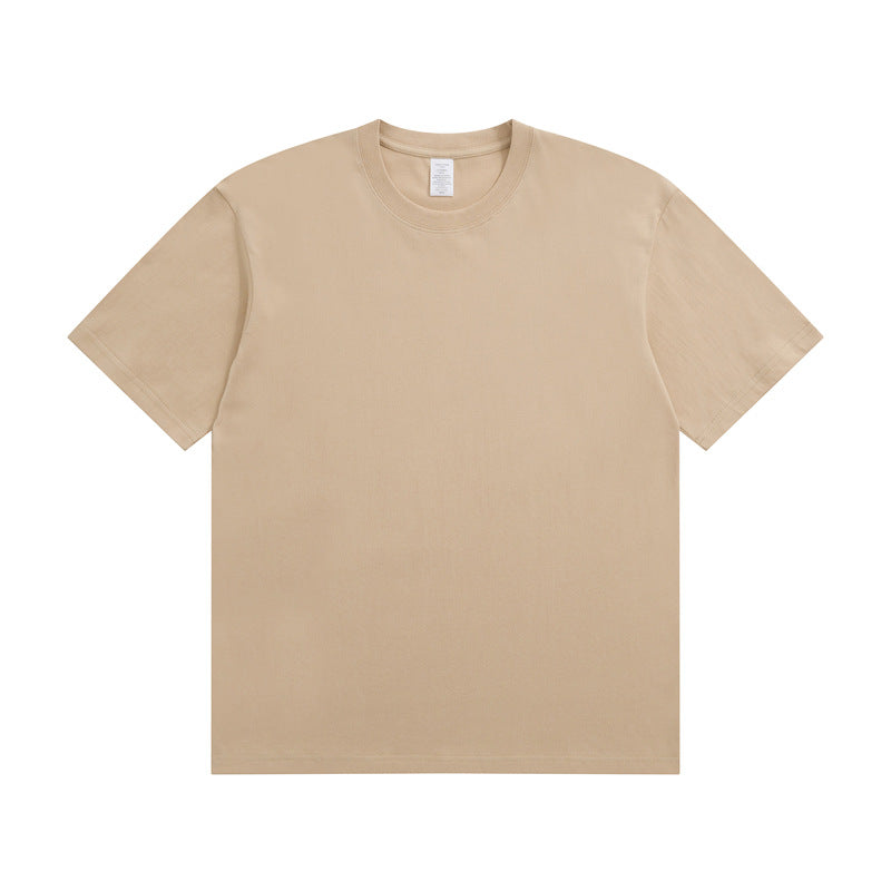 Men's Cotton T-shirt Heavy Solid Color Round Neck Short Sleeves