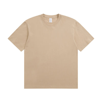 Men's Cotton T-shirt Heavy Solid Color Round Neck Short Sleeves