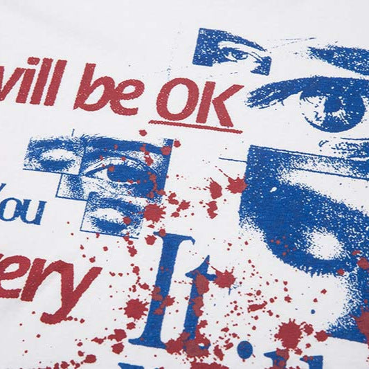 Autumn American-Style Top With Eyeball And Letter Print