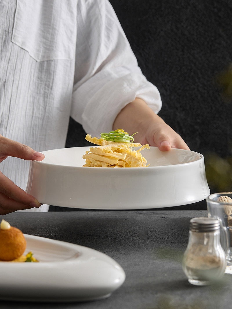 Irregular White Ceramic Dinner Plate