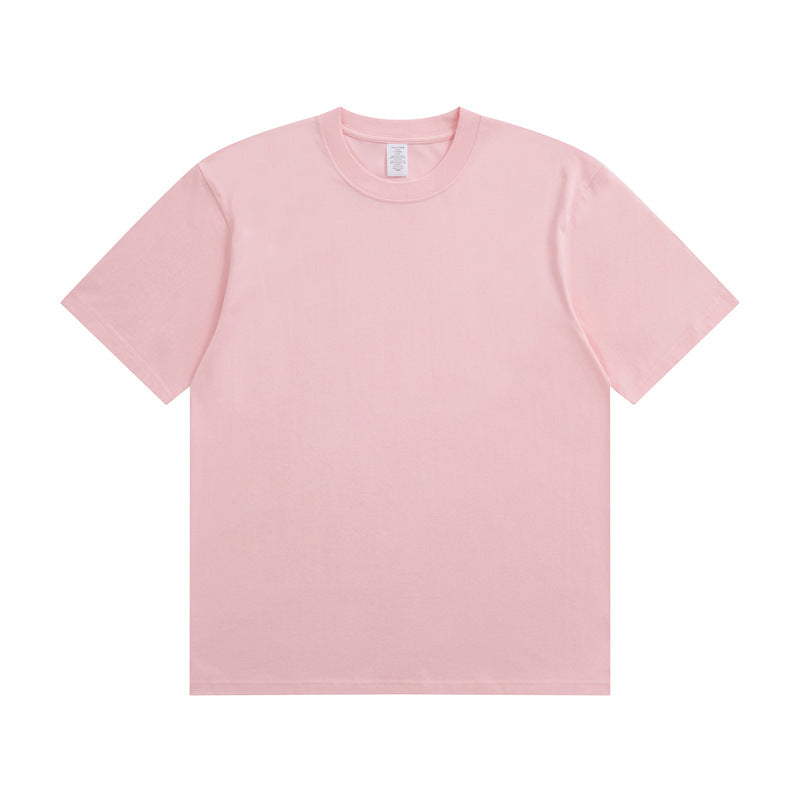 Men's Cotton T-shirt Heavy Solid Color Round Neck Short Sleeves