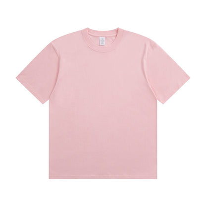 Men's Cotton T-shirt Heavy Solid Color Round Neck Short Sleeves