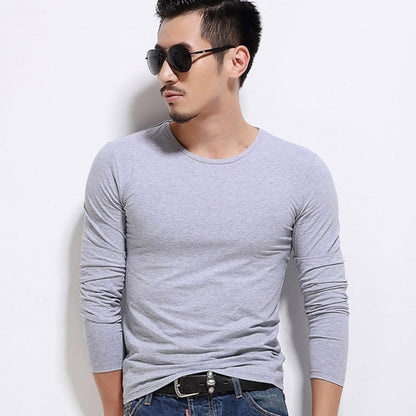 Men's Slim V-neck Bottoming Shirt Solid Color T-shirt