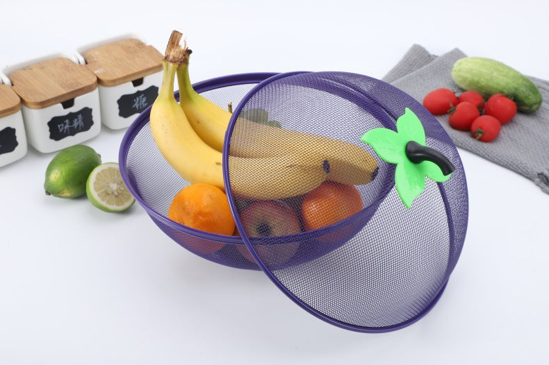 Wrought Iron Plastic Spraying Kitchen Basin Fruit Basket Vegetable Cover