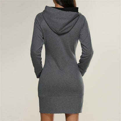 Hooded Zipper Pullover Mid-Length Sweater
