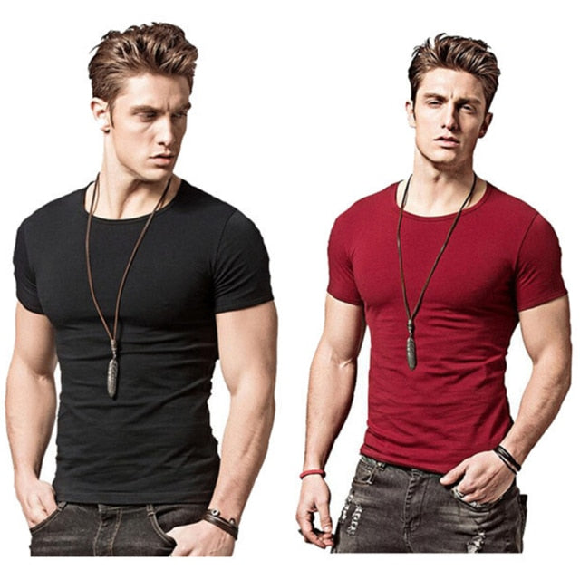 Men's T-shirt Short-sleeved Slim Solid Color Quick-drying