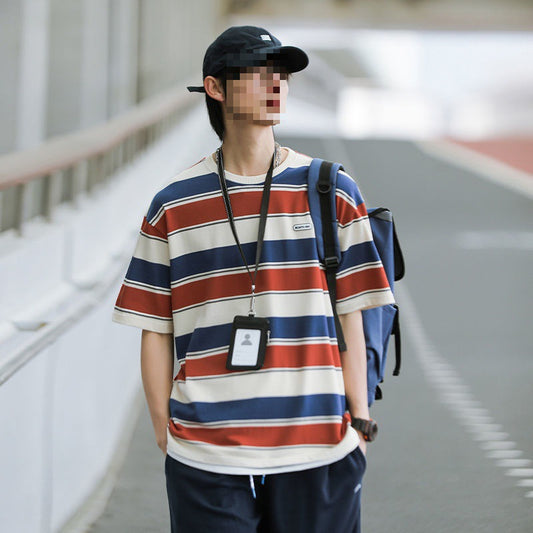 Summer Men's Striped Short Sleeved T-shirt