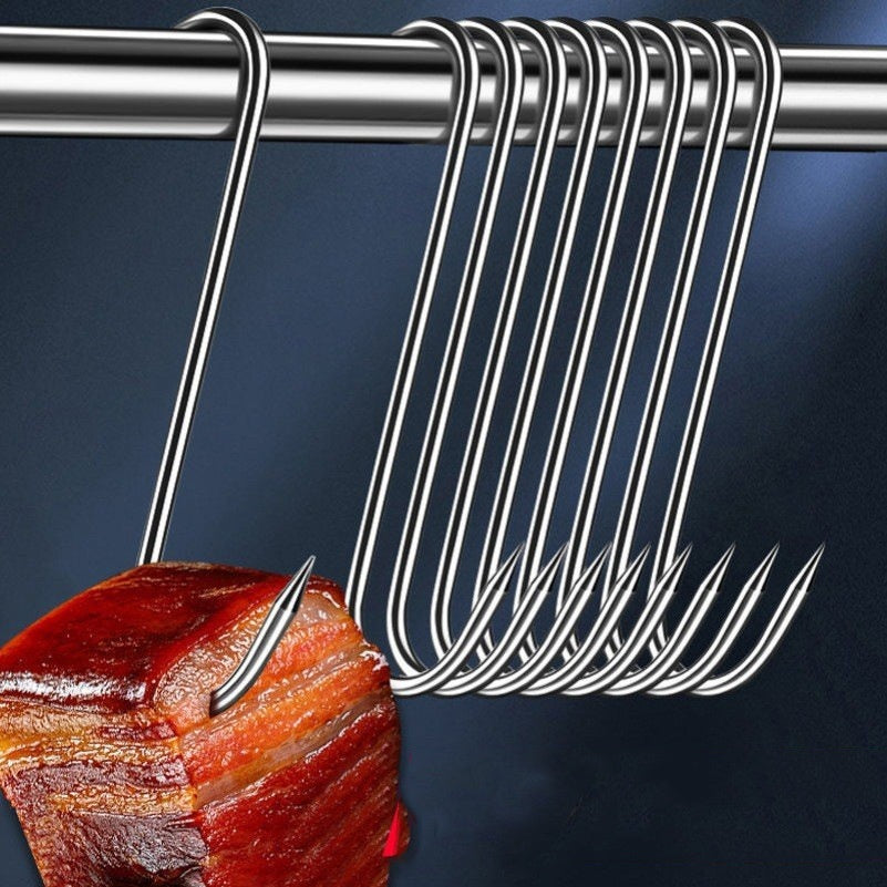 Bacon Hook Stainless Steel Pointed S Hook Multi-function Hook Artifact