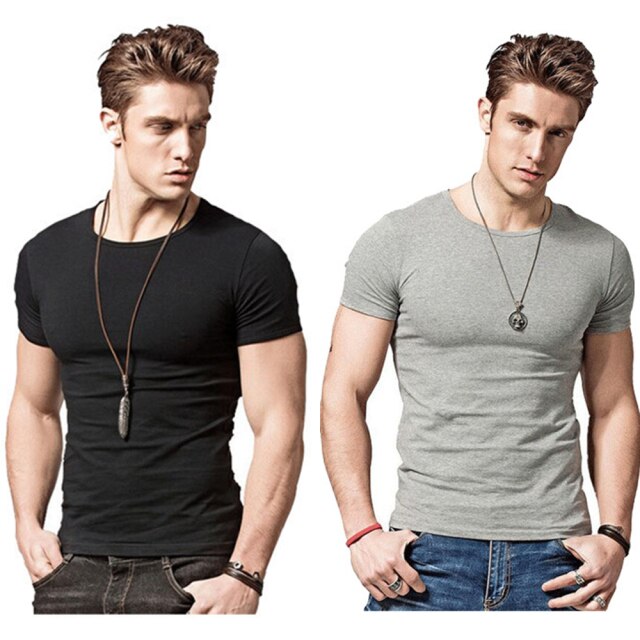 Men's T-shirt Short-sleeved Slim Solid Color Quick-drying