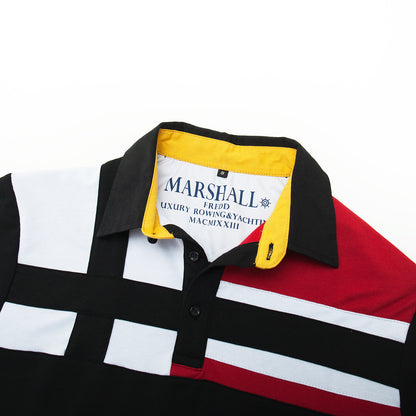 Men's Color-blocking Cotton Lapel Shirt
