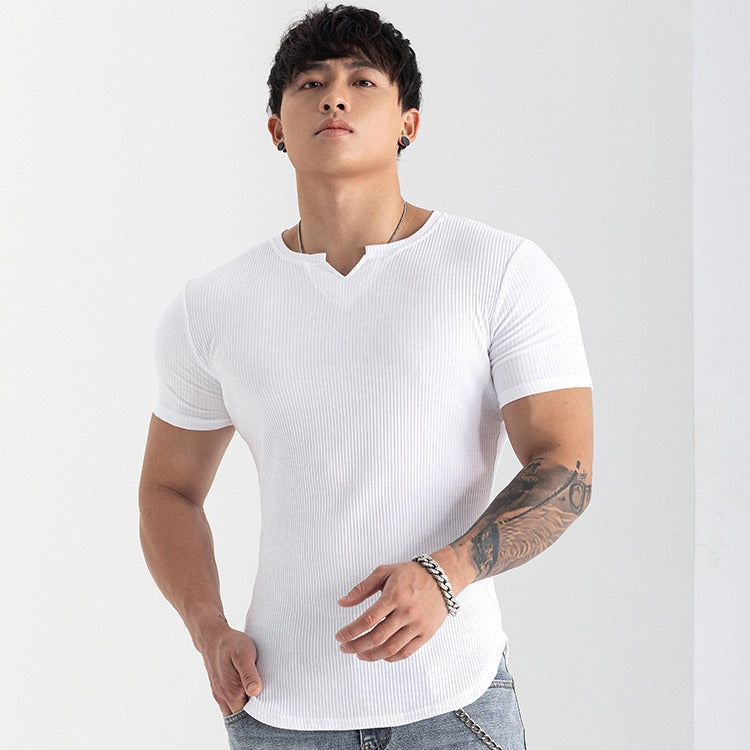Quick-drying Striped Thin Fashion Slim-fit Short Sleeve