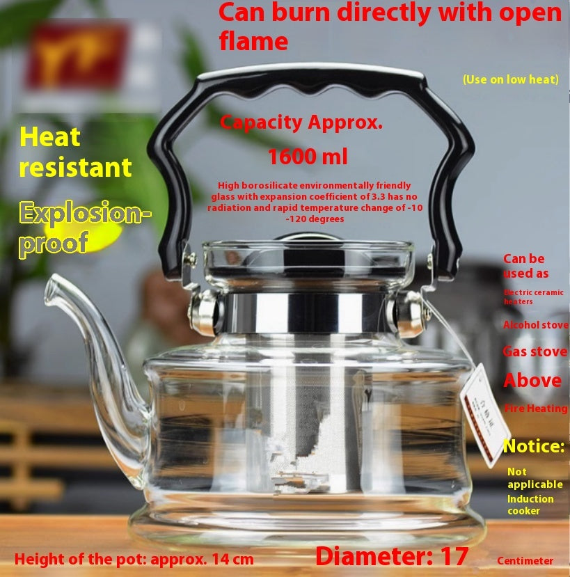 Heat-resistant Borosilicate Open Fire Heating Chinese Scented Teapot